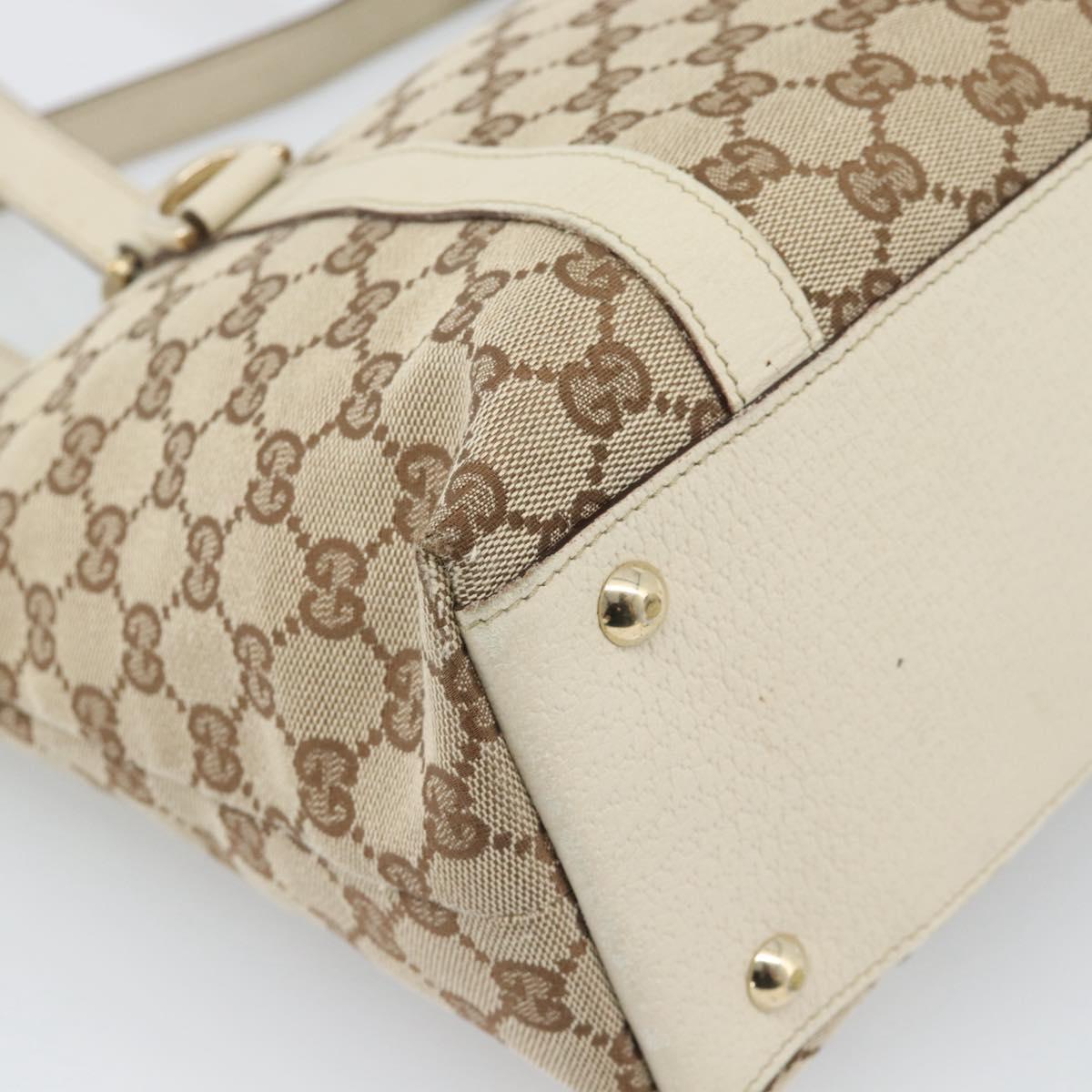 GUCCI GG Canvas Abbey Hand Bag Beige Gold Tone 141470 Auth BA14723
