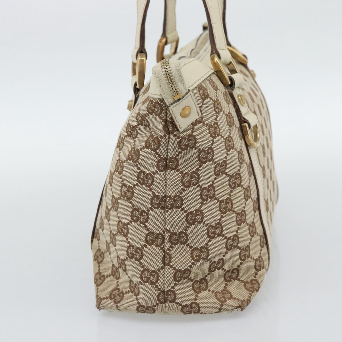 GUCCI GG Canvas Abbey Hand Bag Beige Gold Tone 141470 Auth BA14723