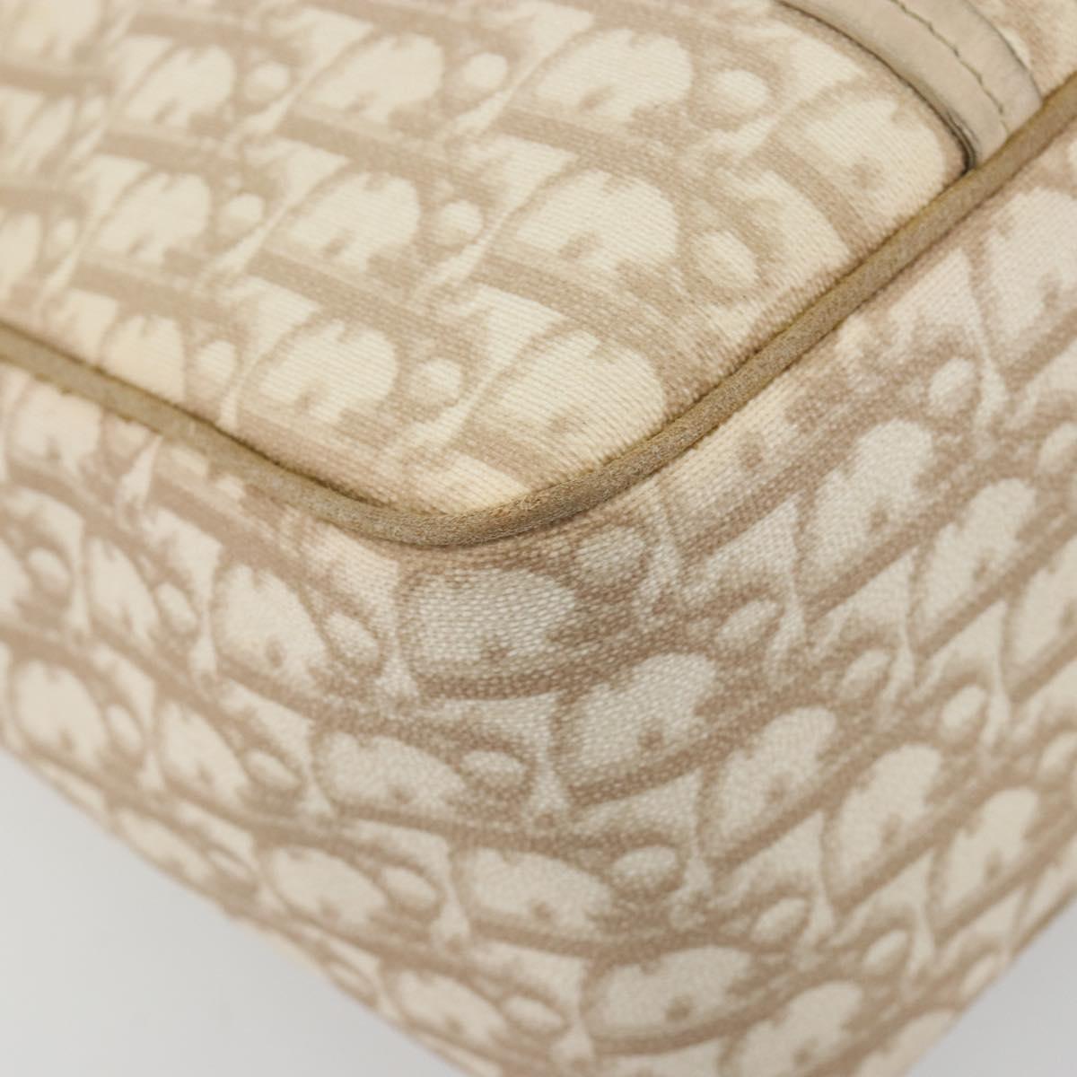 Christian Dior Romantic Chain Tote Bag PVC Leather Beige Silver Auth BA14725