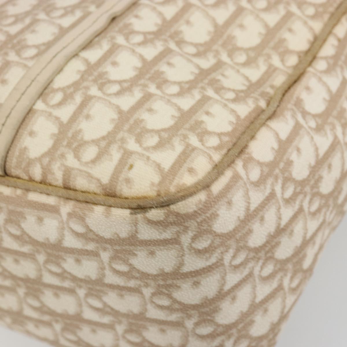 Christian Dior Romantic Chain Tote Bag PVC Leather Beige Silver Auth BA14725