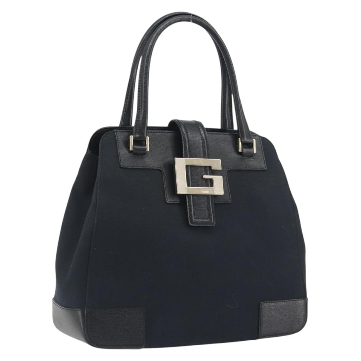 GUCCI Hand Bag Canvas Black Gold Tone 002 1103 Auth BA14728A