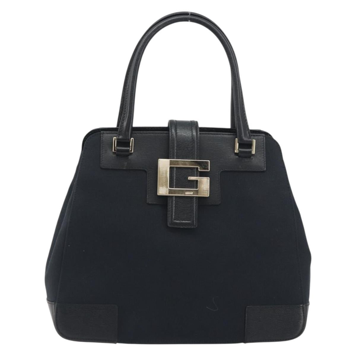 GUCCI Hand Bag Canvas Black Gold Tone 002 1103 Auth BA14728A