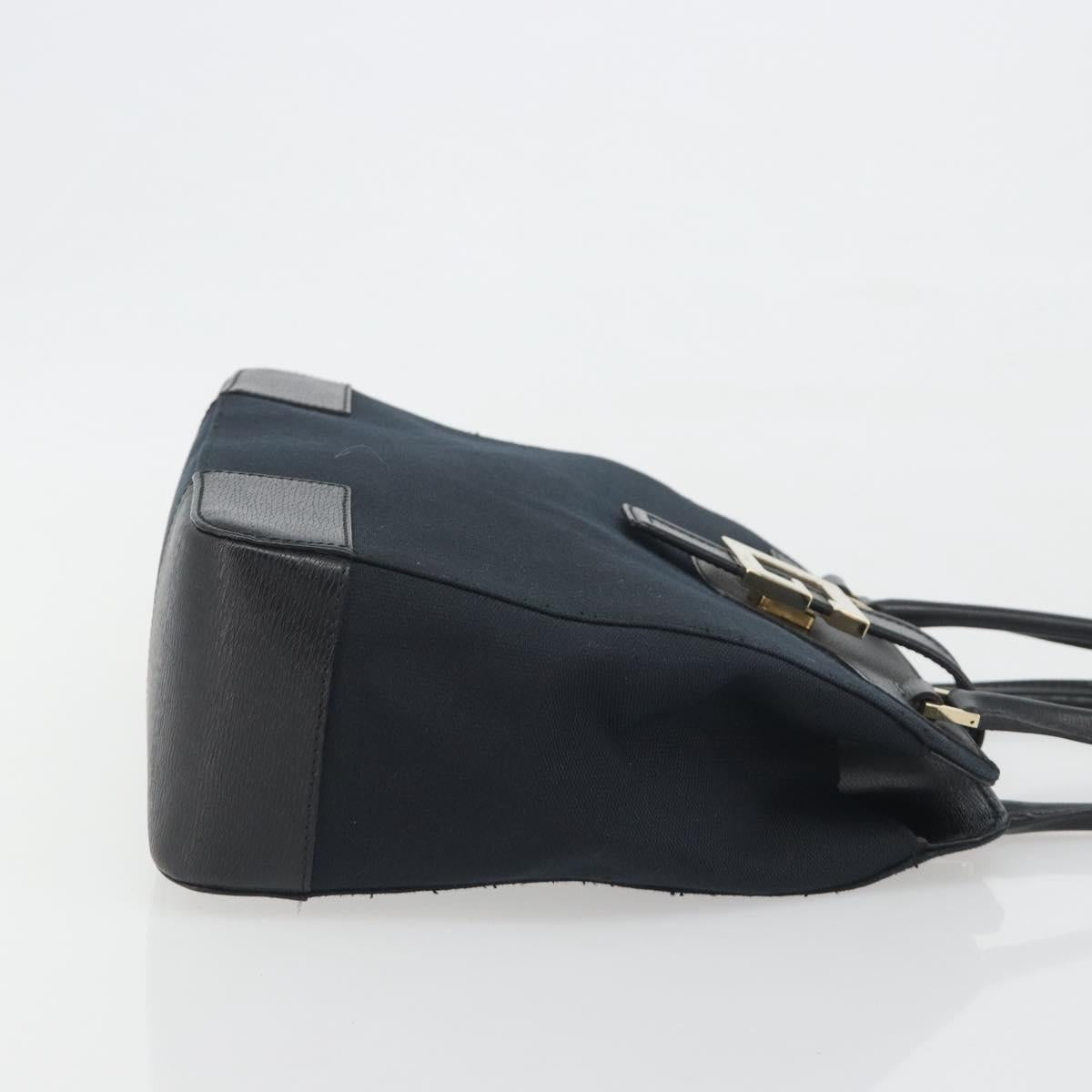 GUCCI Hand Bag Canvas Black Gold Tone 002 1103 Auth BA14728A