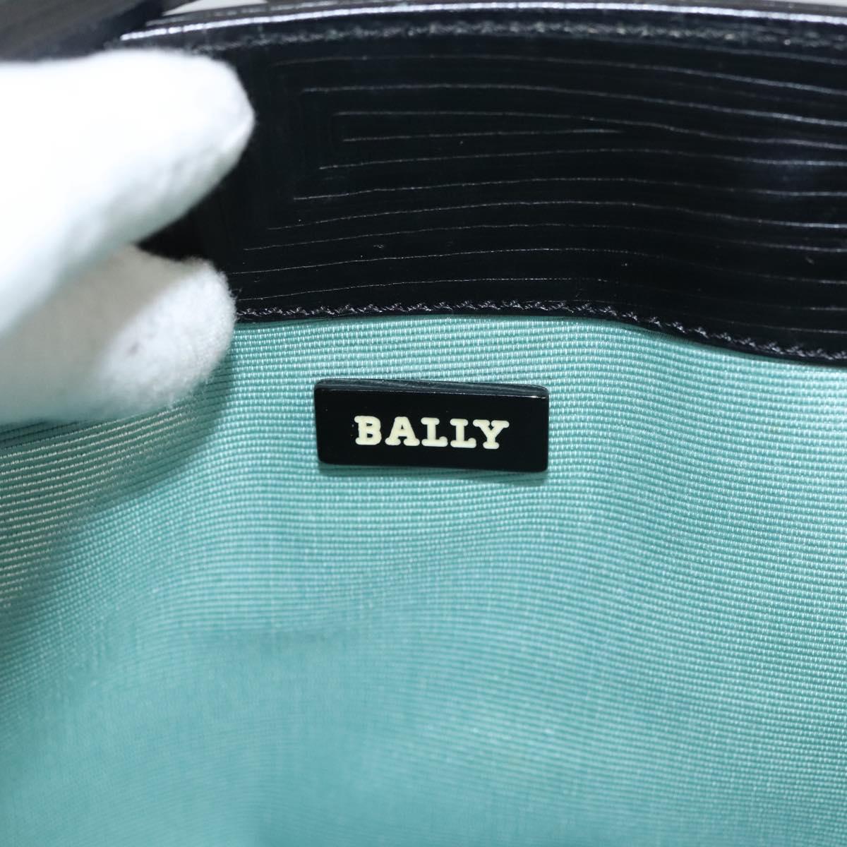 BALLY Shoulder Bag Leather Black Gold Auth BA1473