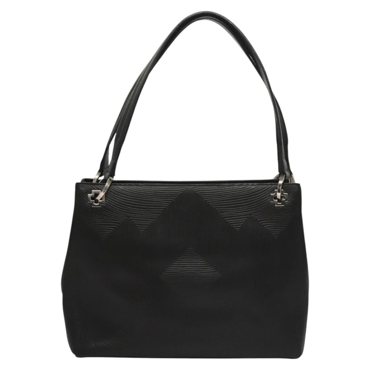 BALLY Shoulder Bag Leather Black Gold Auth BA1473