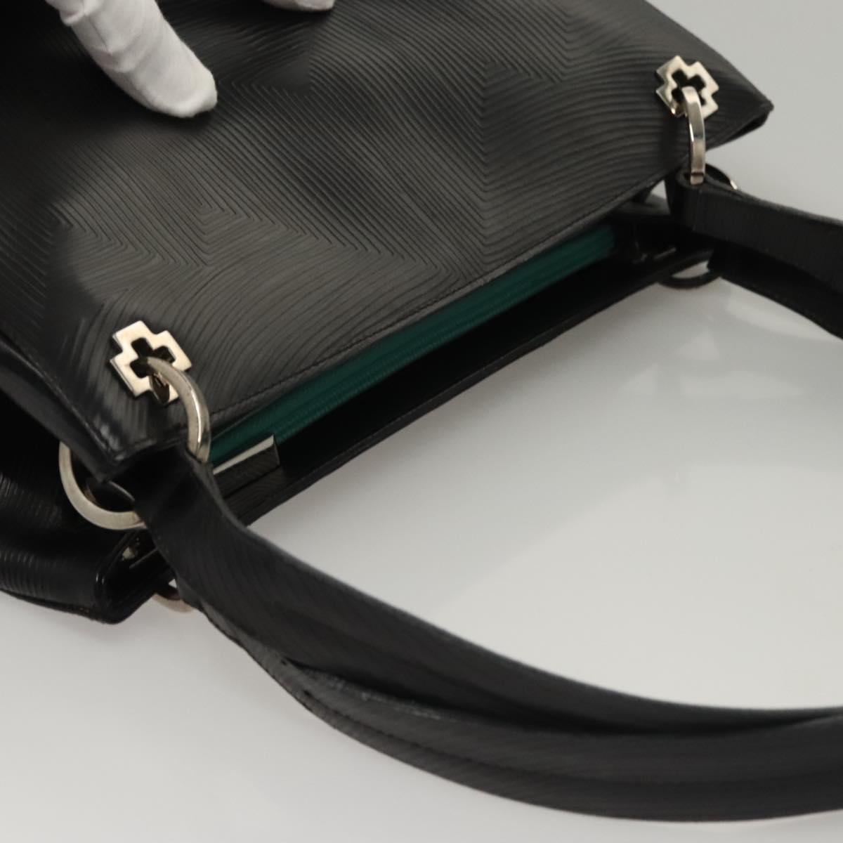 BALLY Shoulder Bag Leather Black Gold Auth BA1473