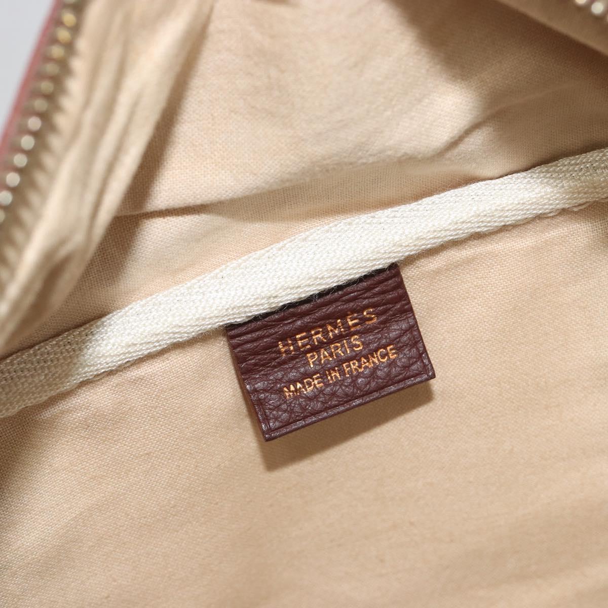 HERMES Victoria 50 Boston Bag Canvas Beige Brown Auth BA14733