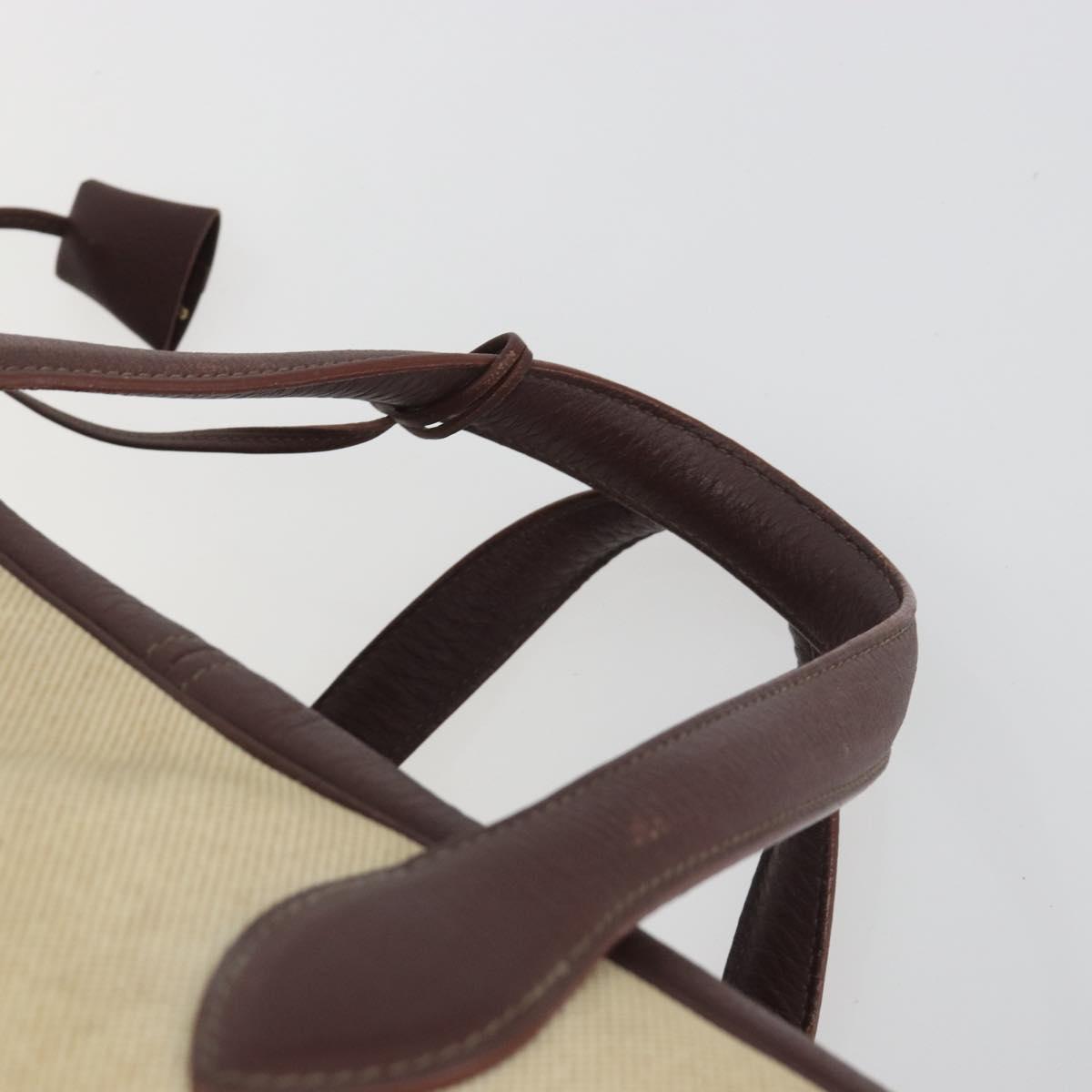 HERMES Victoria 50 Boston Bag Canvas Beige Brown Auth BA14733