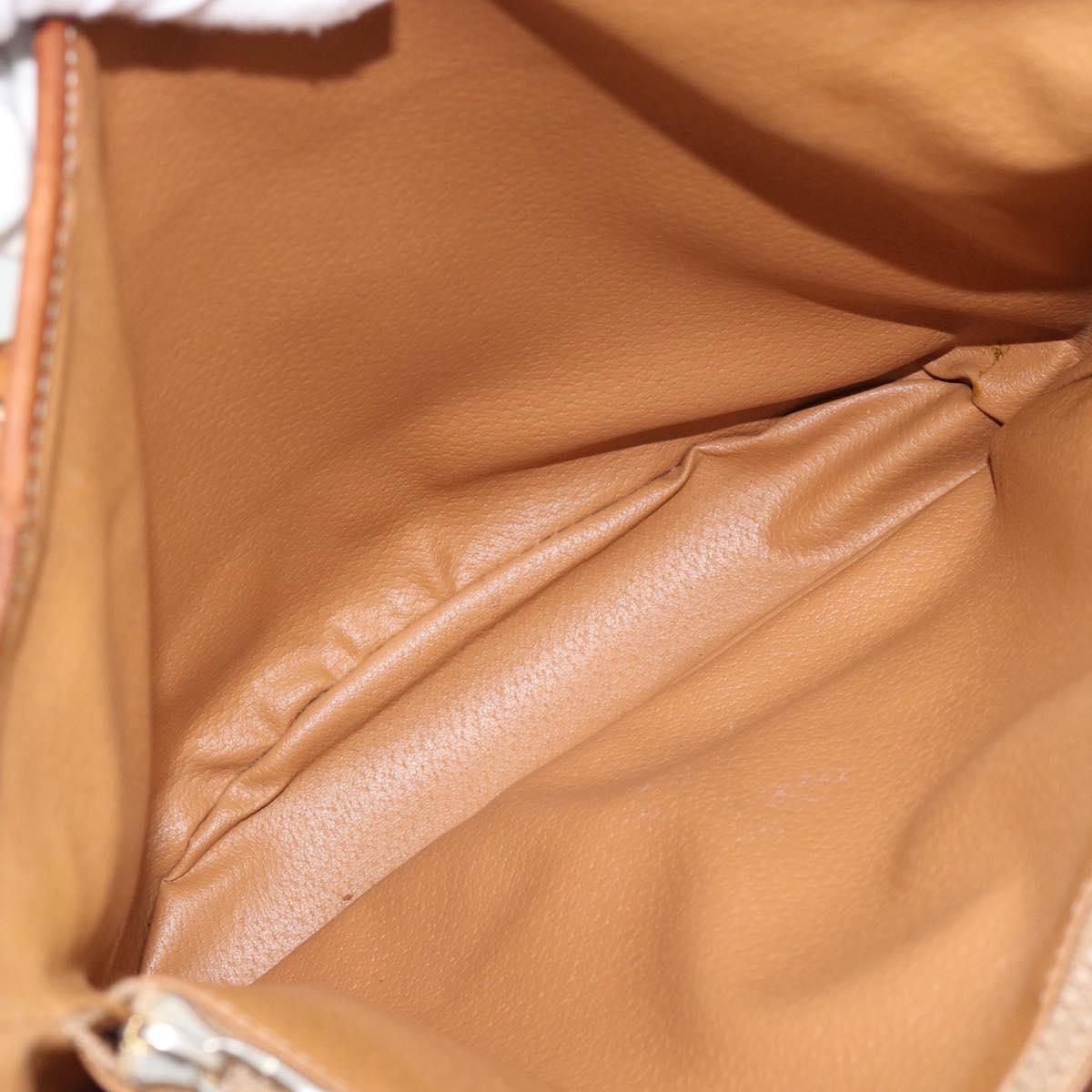 CELINE Macadam Tote Bag PVC Leather Brown Gold Tone Auth BA14737