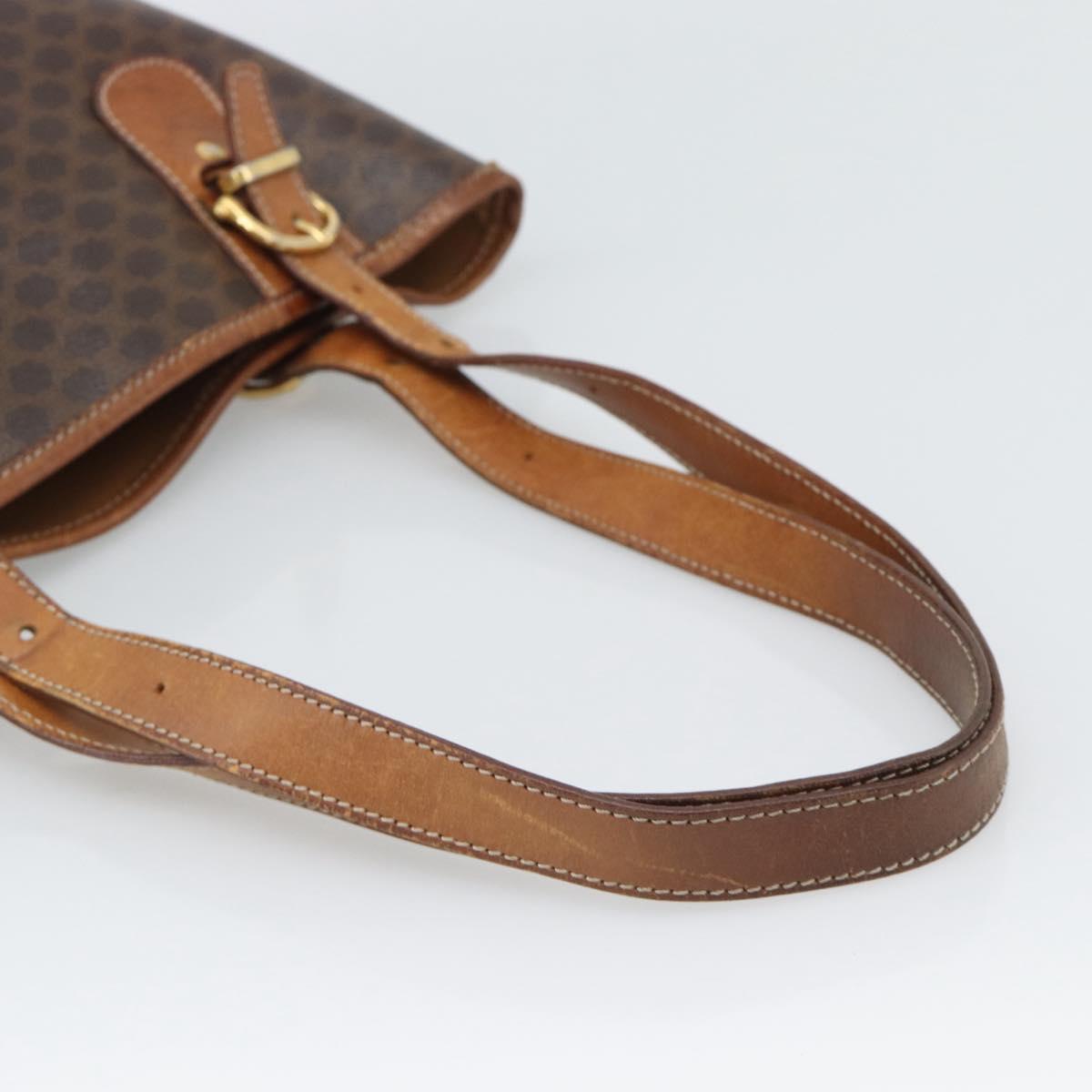 CELINE Macadam Tote Bag PVC Leather Brown Gold Tone Auth BA14737