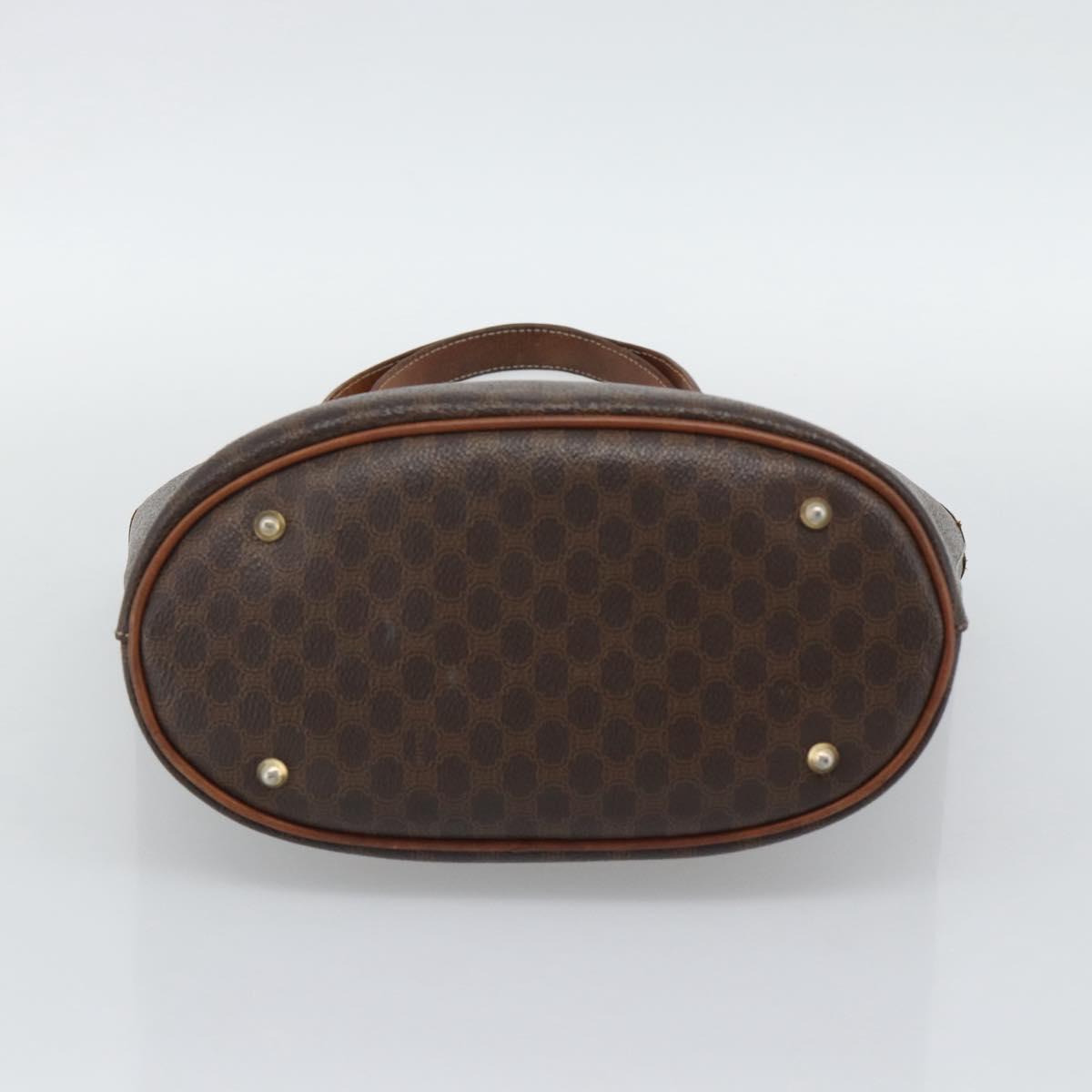 CELINE Macadam Tote Bag PVC Leather Brown Gold Tone Auth BA14737