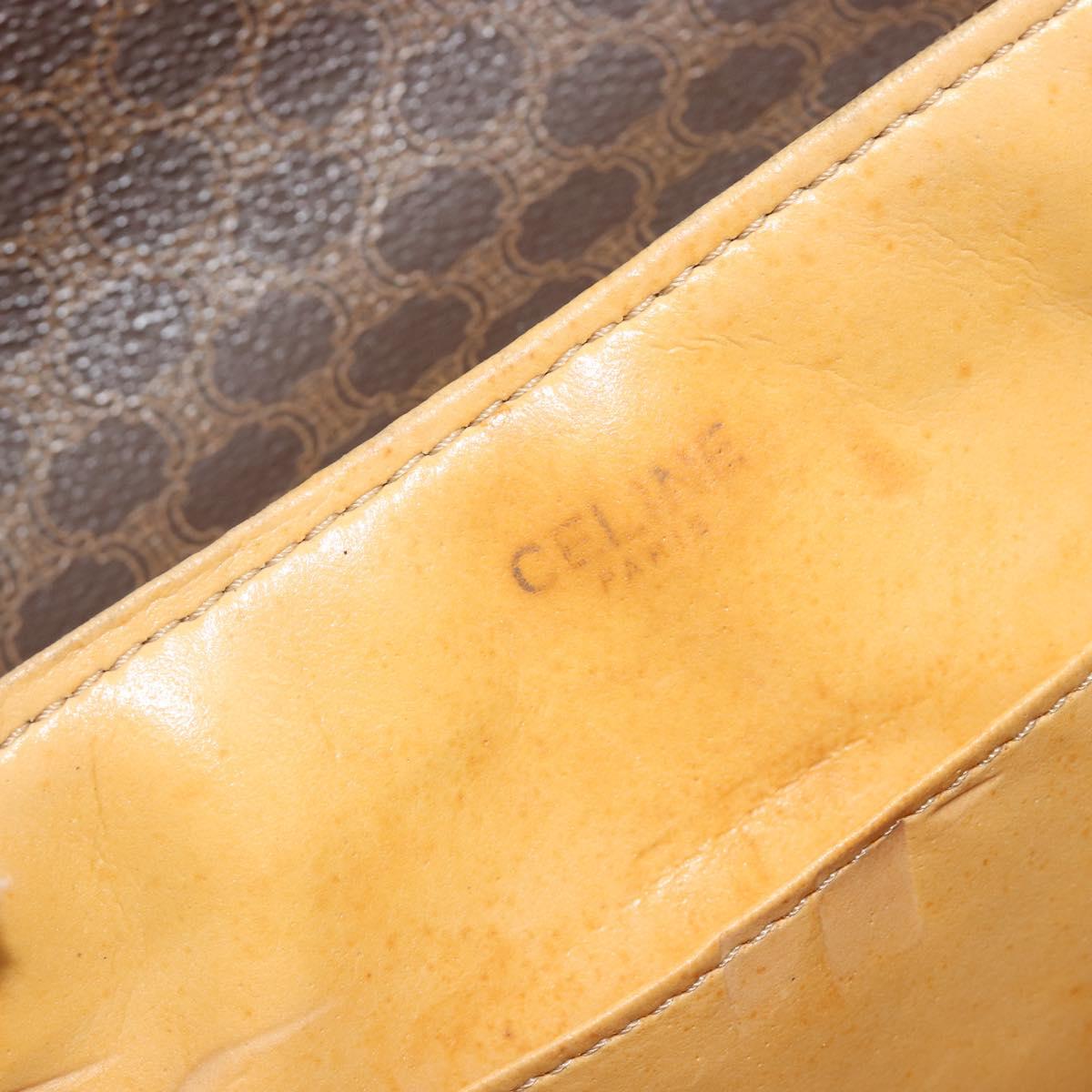 CELINE Macadam Shoulder Bag PVC Leather Brown Gold Tone Auth BA14738