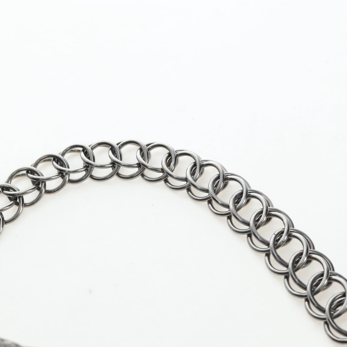 CHANEL Chain Shoulder Bag Patent Black Silver CC Auth BA14739