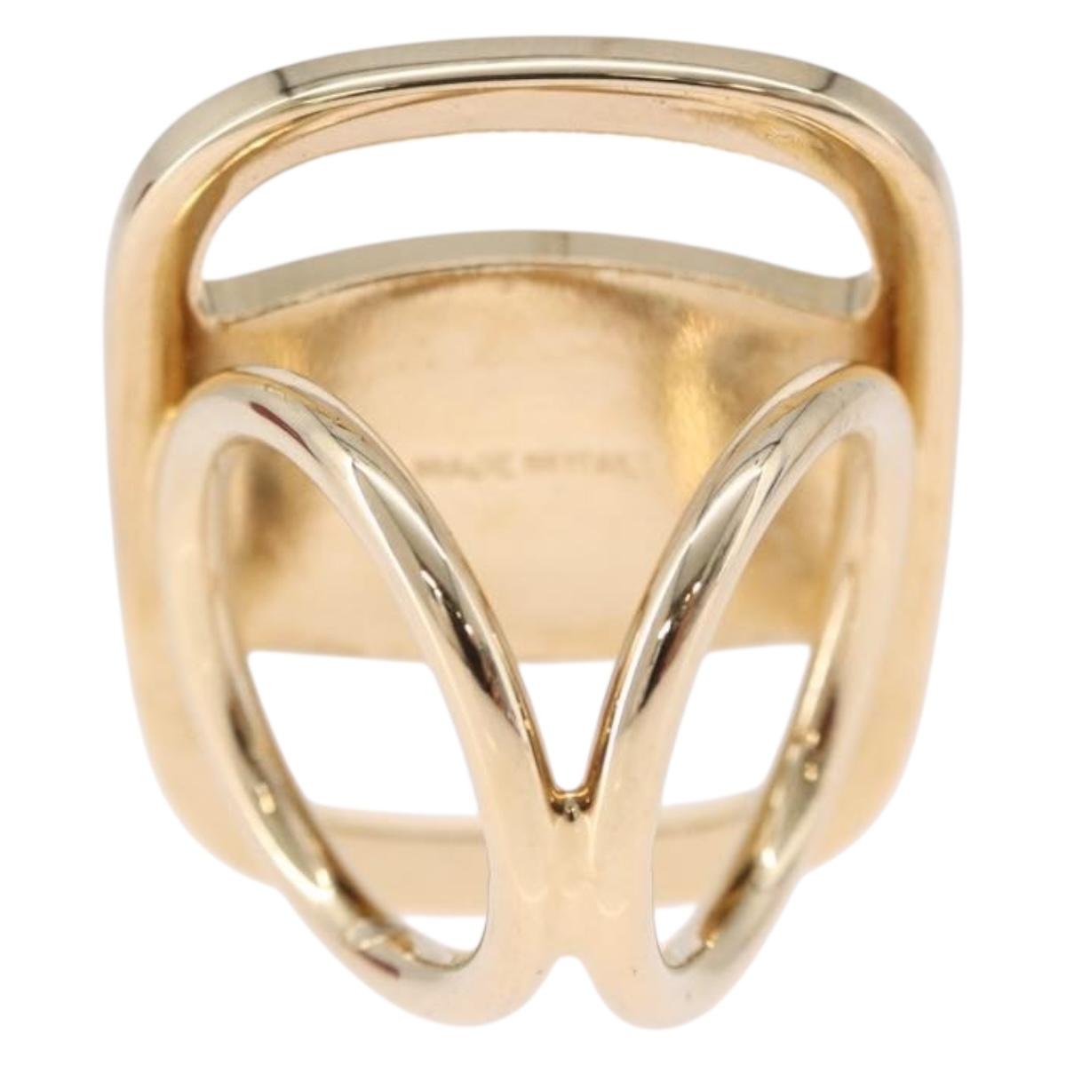 Salvatore Ferragamo Vala Scarf Ring Metal Gold Tone Auth BA14744A
