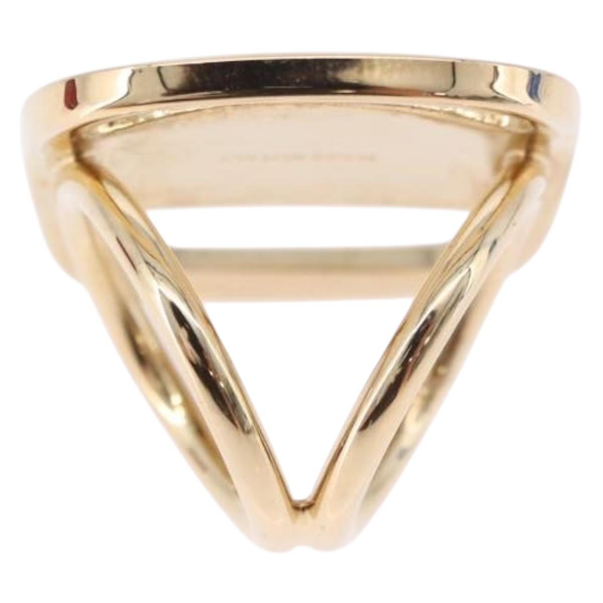 Salvatore Ferragamo Vala Scarf Ring Metal Gold Tone Auth BA14744A