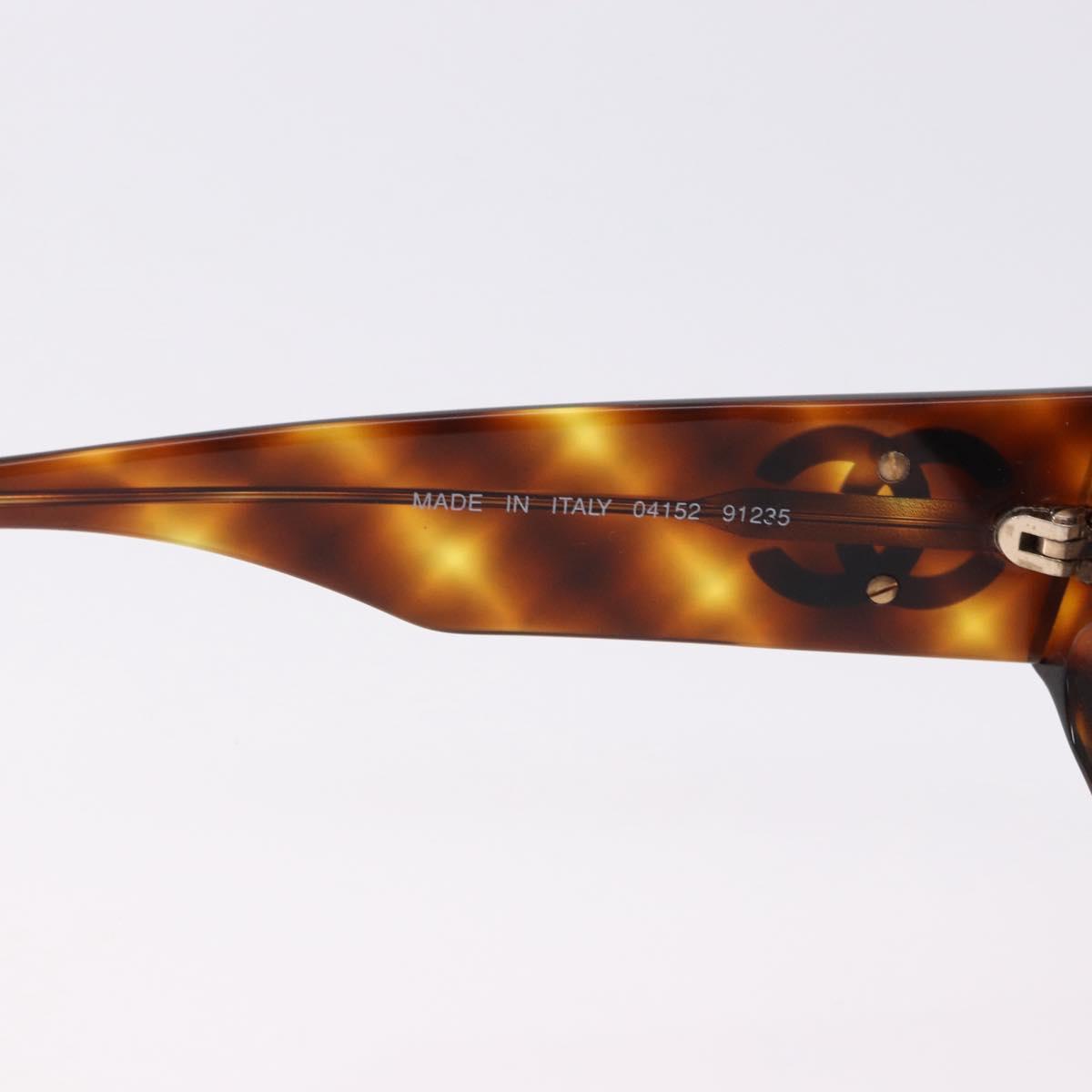 CHANEL Sunglasses Plastic Brown Gold Tone CC Auth BA14746