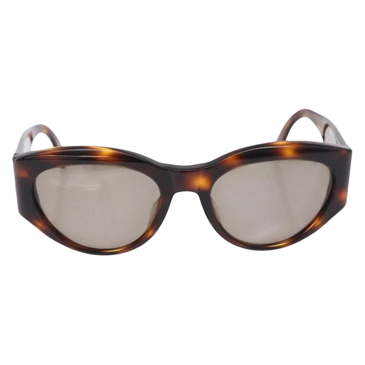 CHANEL Sunglasses Plastic Brown Gold Tone CC Auth BA14746