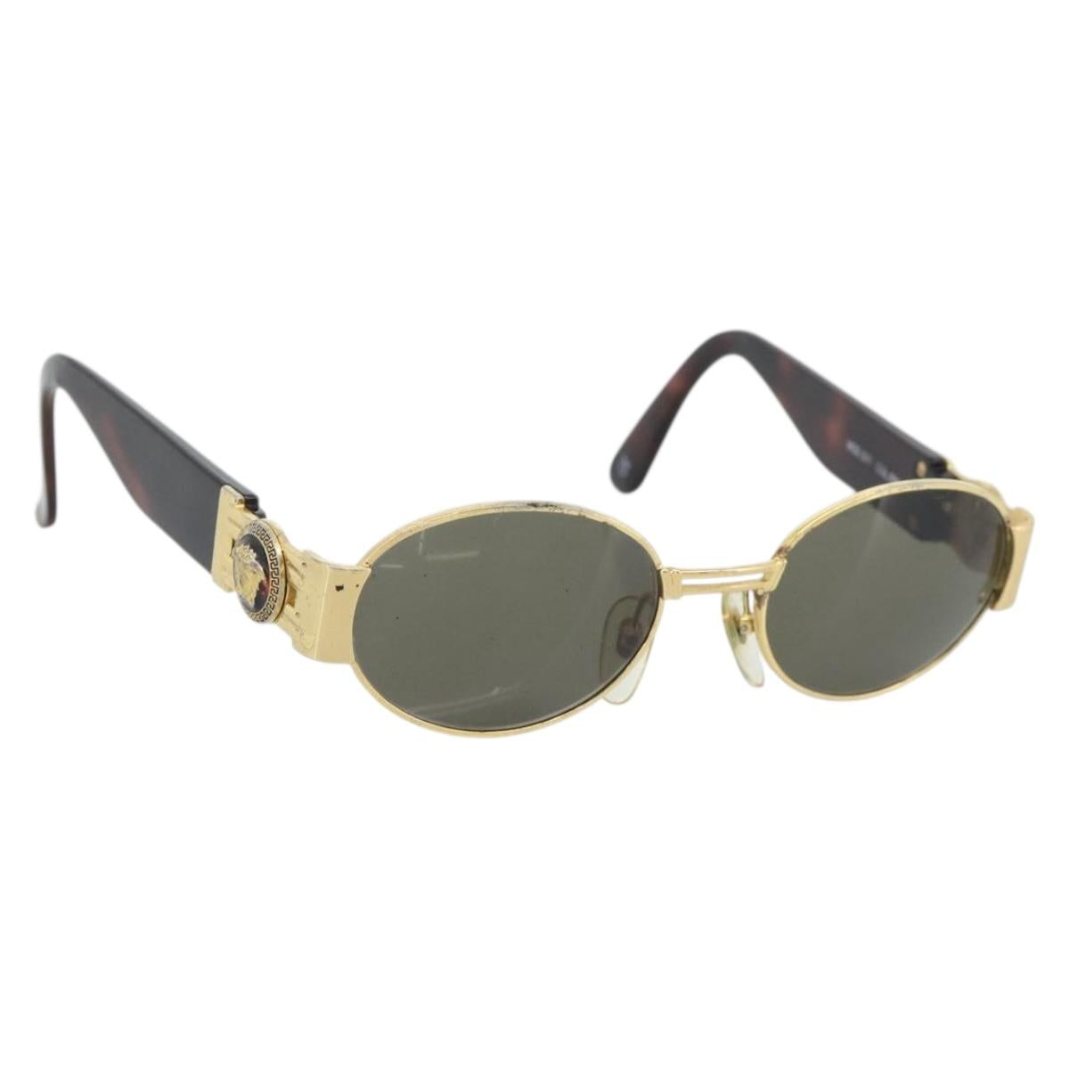Gianni Versace Medusa Sunglasses Plastic Brown Gold Tone Auth BA14748