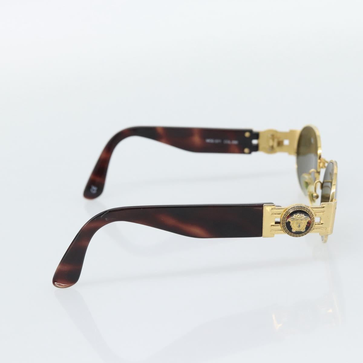 Gianni Versace Medusa Sunglasses Plastic Brown Gold Tone Auth BA14748