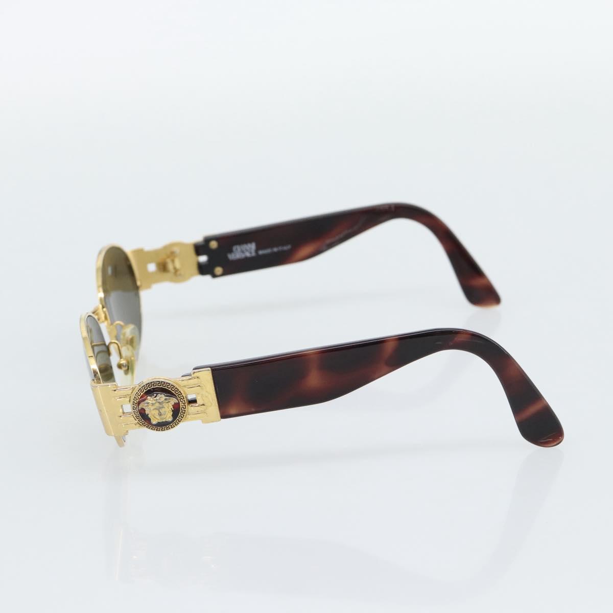 Gianni Versace Medusa Sunglasses Plastic Brown Gold Tone Auth BA14748