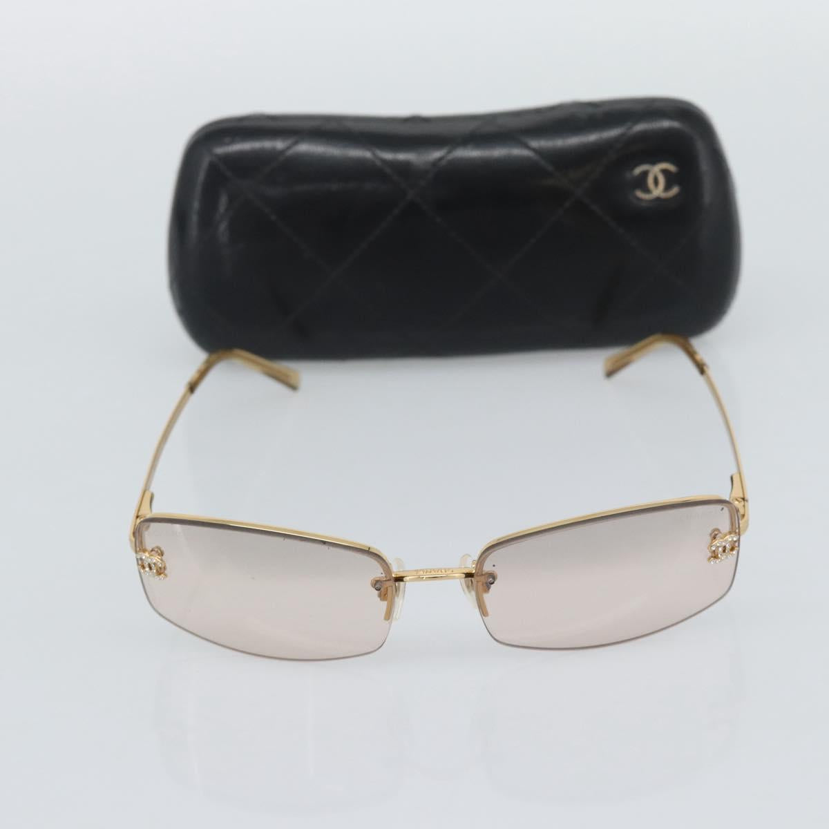 CHANEL Sunglasses Metal Gold Tone CC Auth BA14750M
