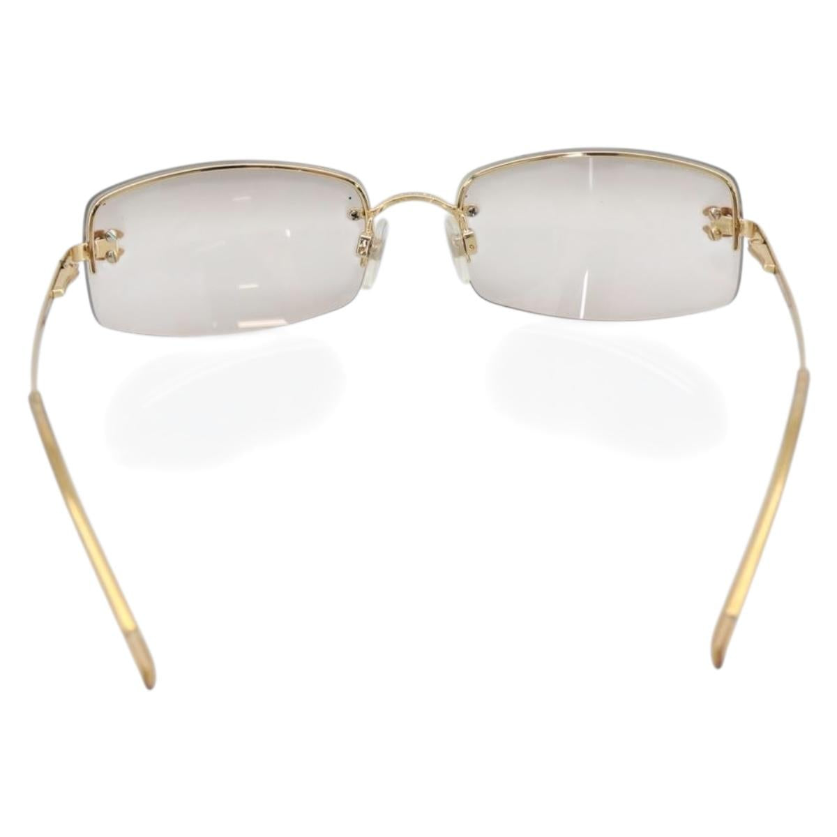 CHANEL Sunglasses Metal Gold Tone CC Auth BA14750M