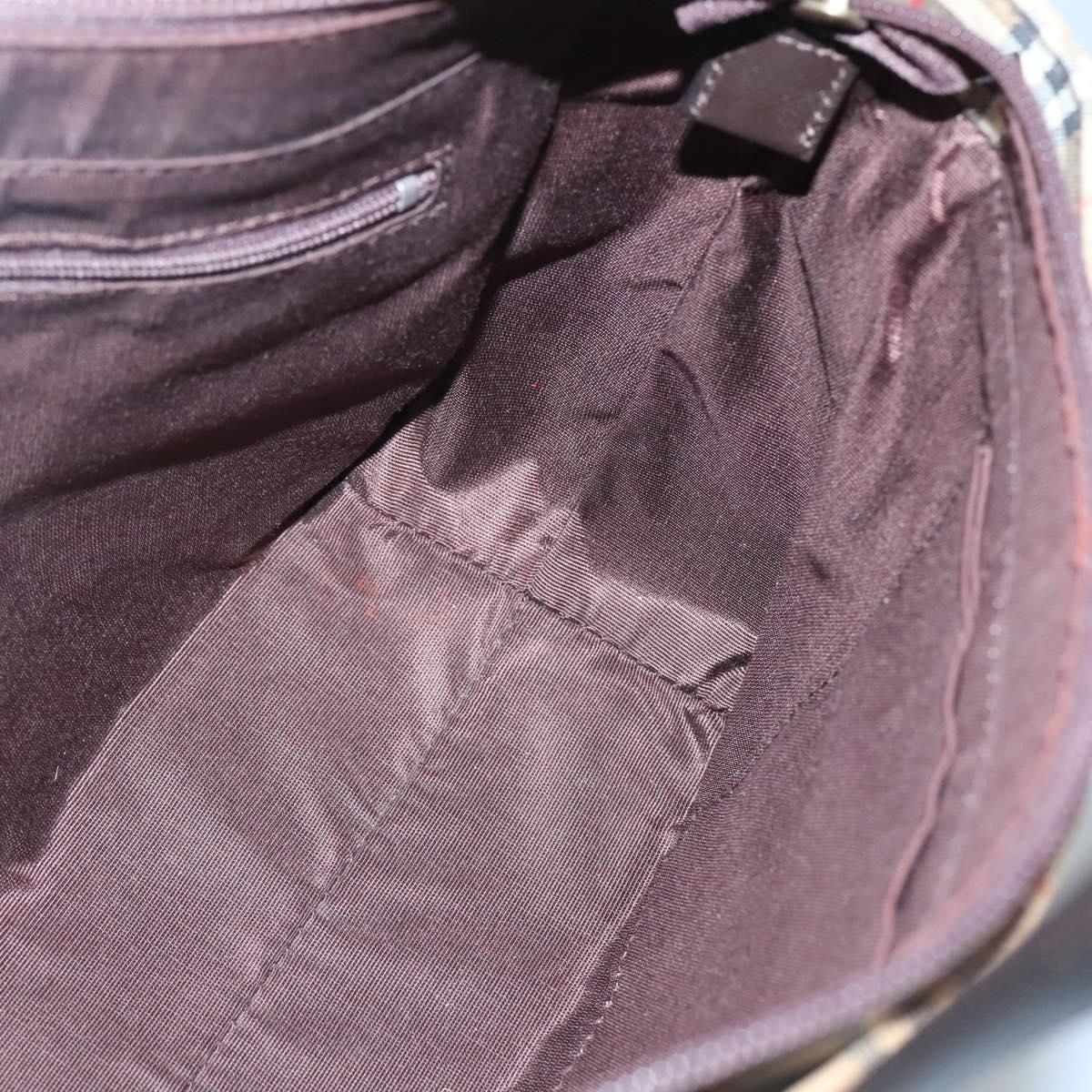 BURBERRY Nova Check Hand Bag Canvas Beige Gold Auth BA1476