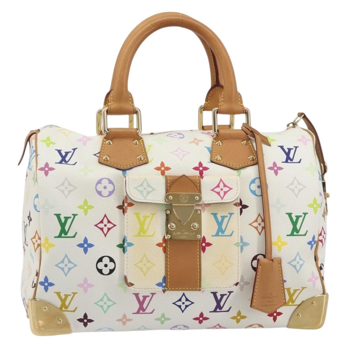 LOUIS VUITTON Monogram Multicolor Speedy 30 Hand Bag White M92643 LV Auth BA14767V