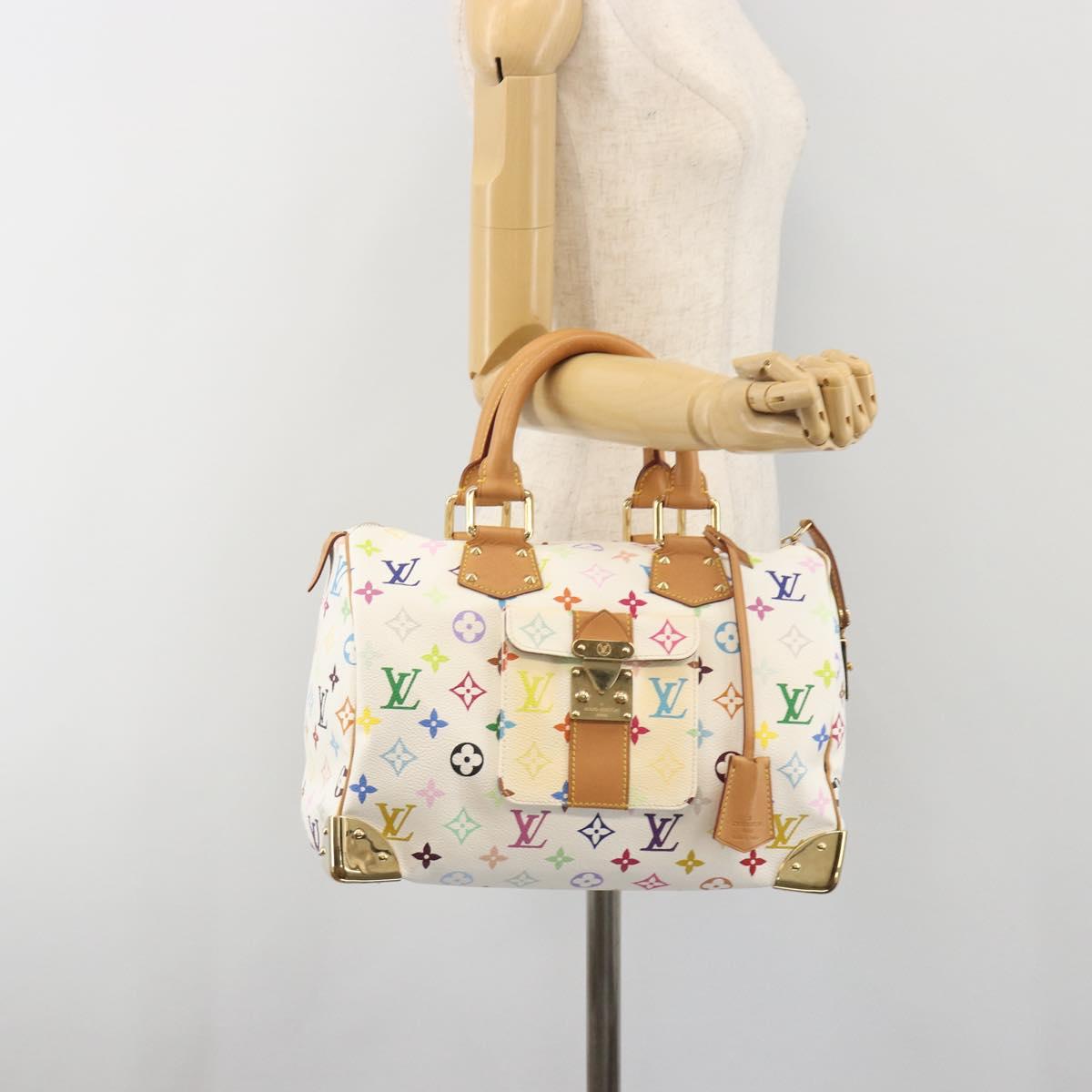 LOUIS VUITTON Monogram Multicolor Speedy 30 Hand Bag White M92643 LV Auth BA14767V