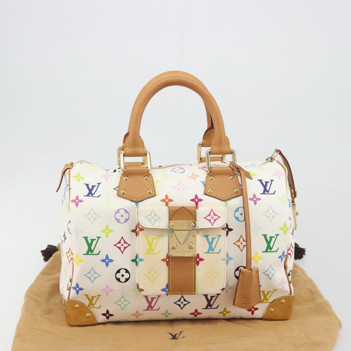LOUIS VUITTON Monogram Multicolor Speedy 30 Hand Bag White M92643 LV Auth BA14767V