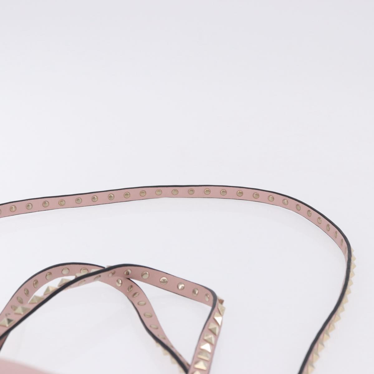 VALENTINO Studs Tote Bag Leather 2way Pink Gold Tone Auth BA14769