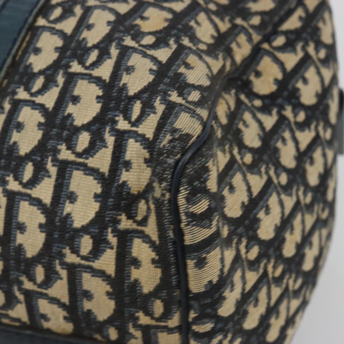 Christian Dior Trotter Canvas Hand Bag Navy Silver Auth BA14770