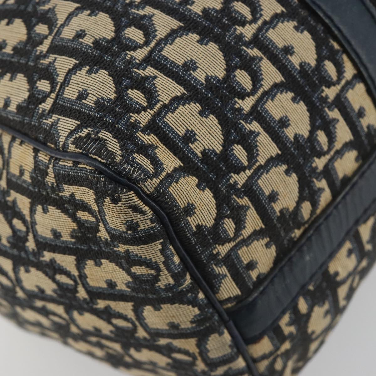 Christian Dior Trotter Canvas Hand Bag Navy Silver Auth BA14770