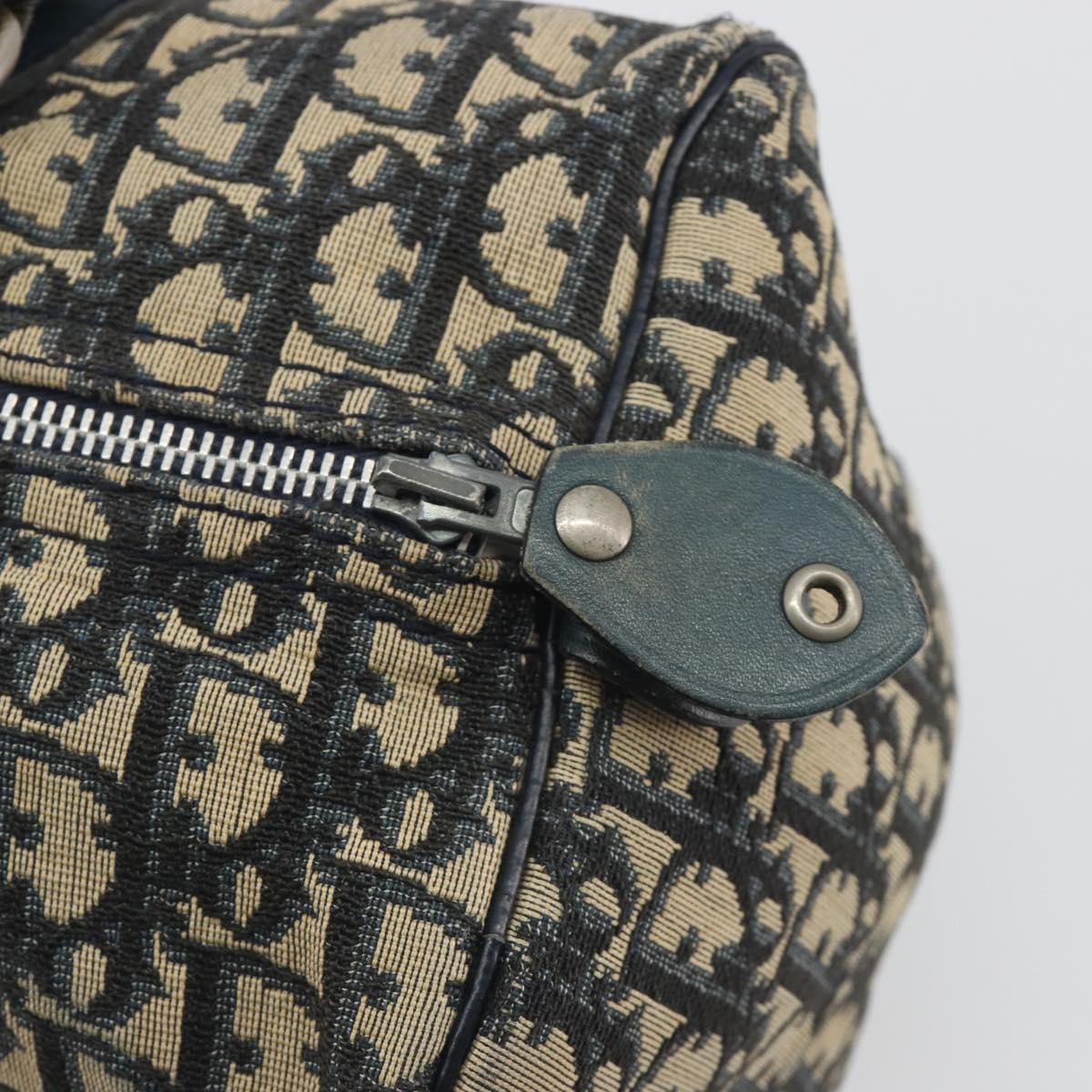 Christian Dior Trotter Canvas Hand Bag Navy Silver Auth BA14770