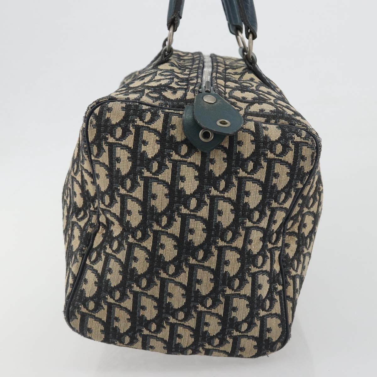 Christian Dior Trotter Canvas Hand Bag Navy Silver Auth BA14770