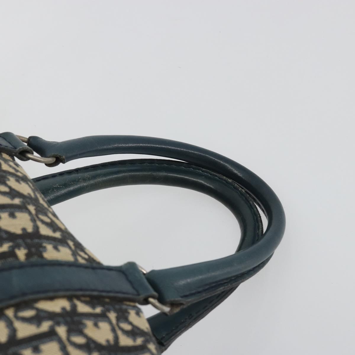 Christian Dior Trotter Canvas Hand Bag Navy Silver Auth BA14770