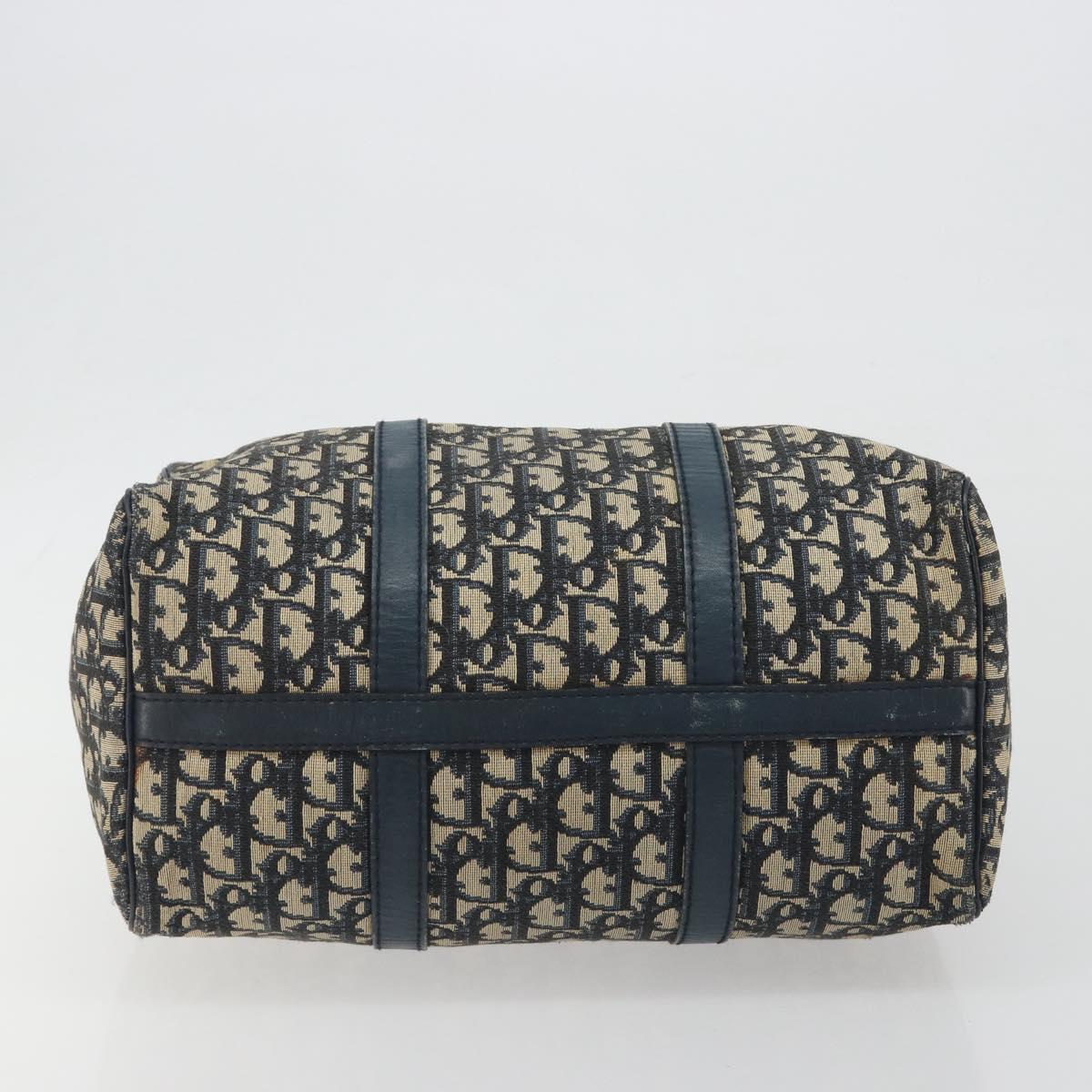 Christian Dior Trotter Canvas Hand Bag Navy Silver Auth BA14770