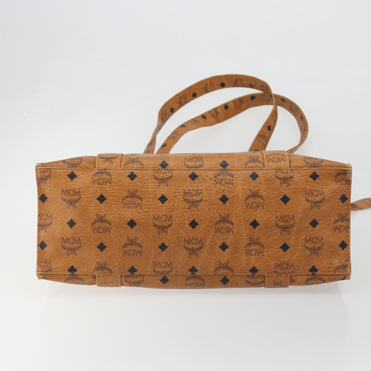 MCM Vicetos Tote Bag PVC Leather Brown Gold Tone Auth BA14772