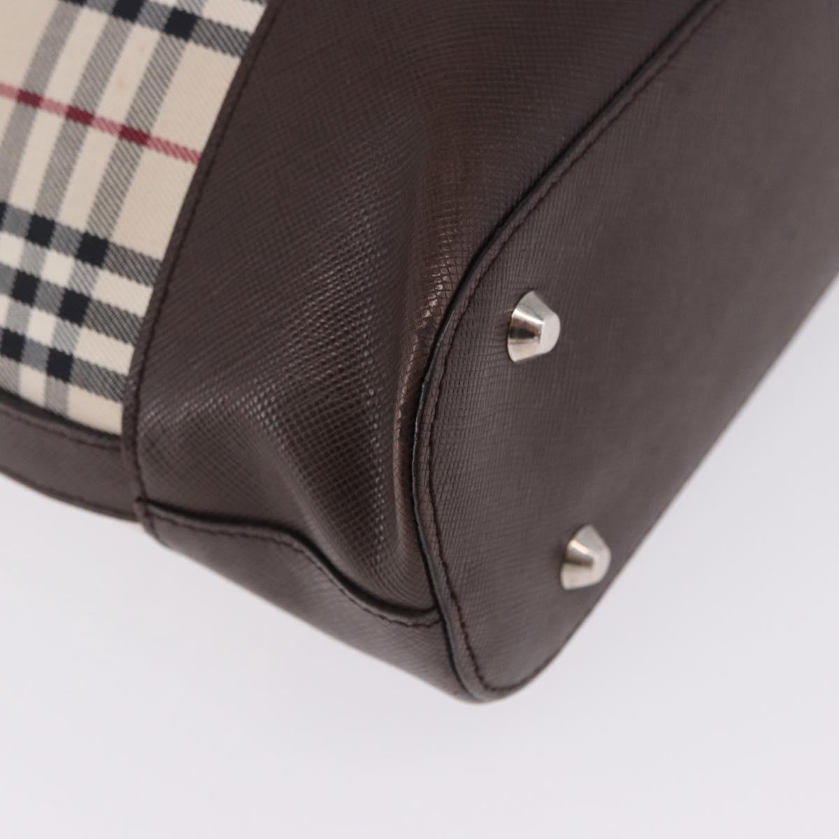 BURBERRY Nova Check Shoulder Bag Canvas Beige Silver Auth BA14773