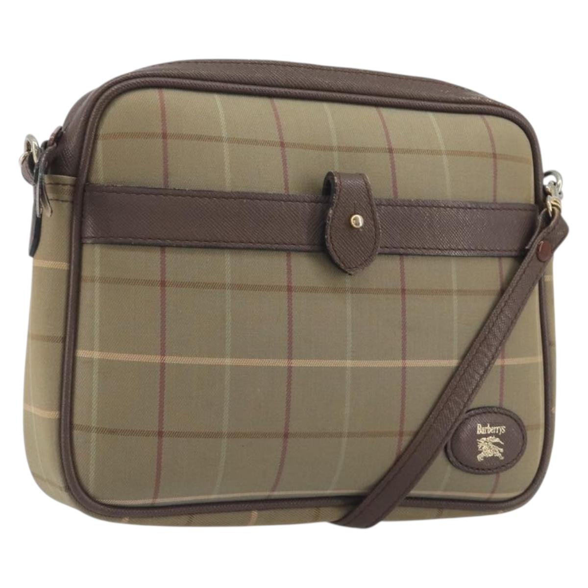 Burberrys Nova Check Shoulder Bag Canvas Beige Gold Tone Auth BA14774