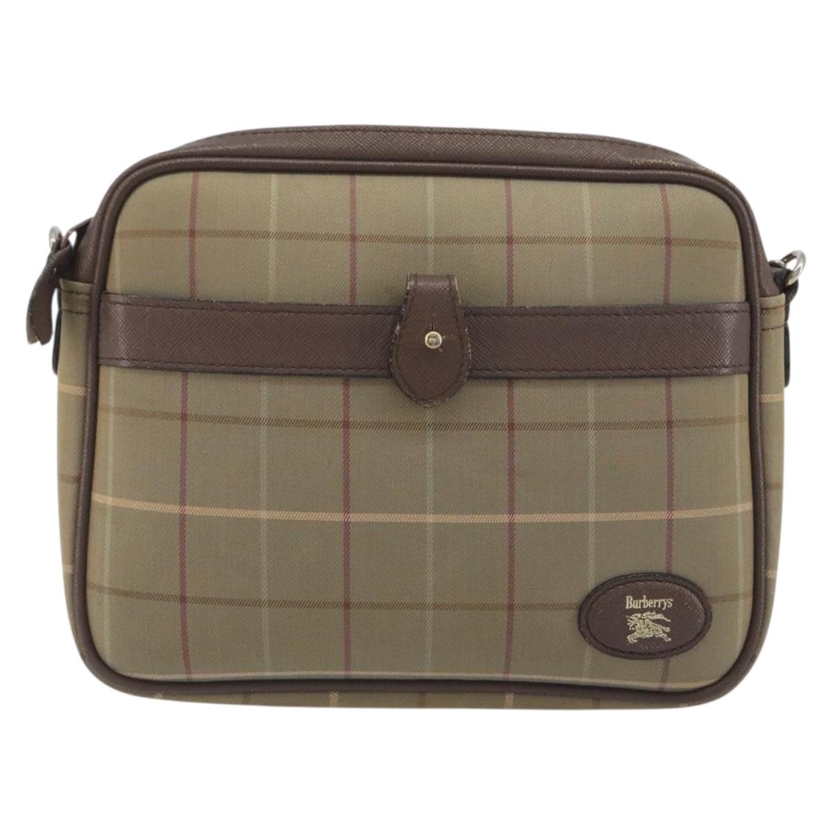 Burberrys Nova Check Shoulder Bag Canvas Beige Gold Tone Auth BA14774