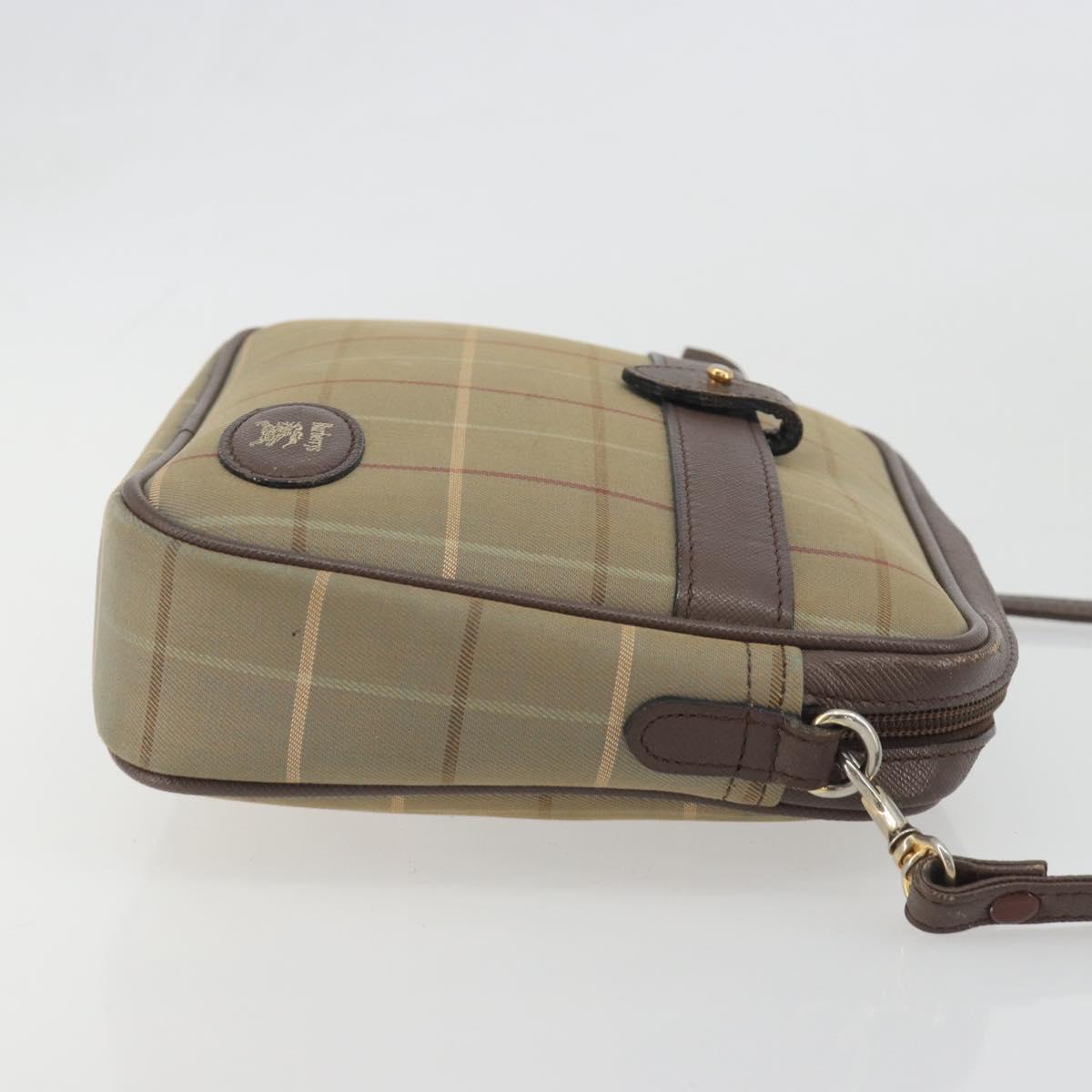 Burberrys Nova Check Shoulder Bag Canvas Beige Gold Tone Auth BA14774