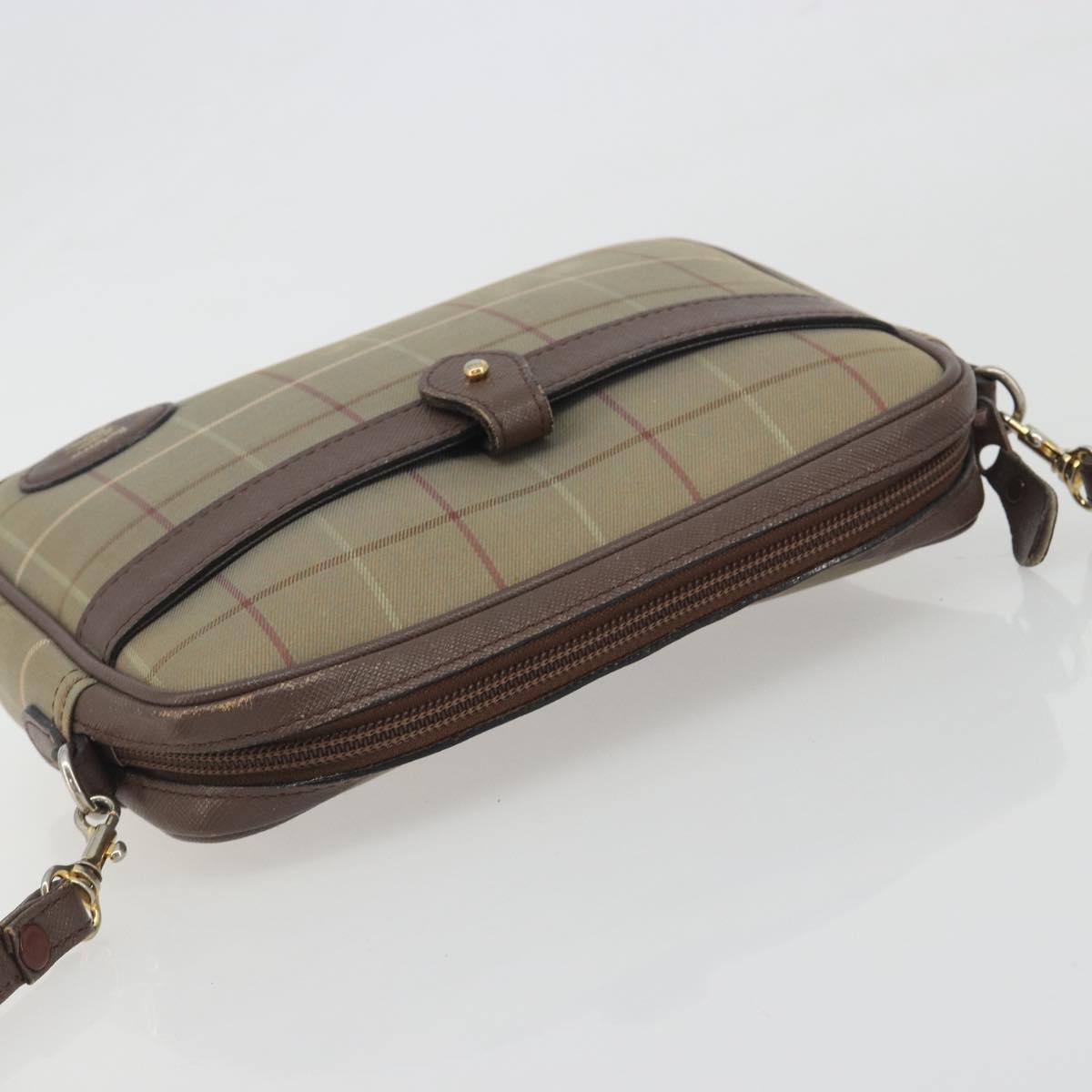 Burberrys Nova Check Shoulder Bag Canvas Beige Gold Tone Auth BA14774