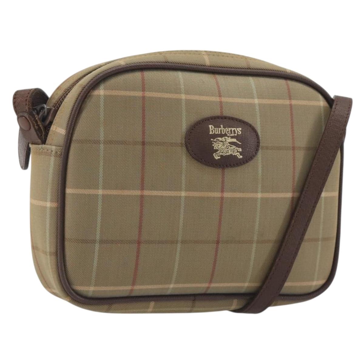 Burberrys Nova Check Shoulder Bag Canvas Beige Gold Tone Auth BA14775