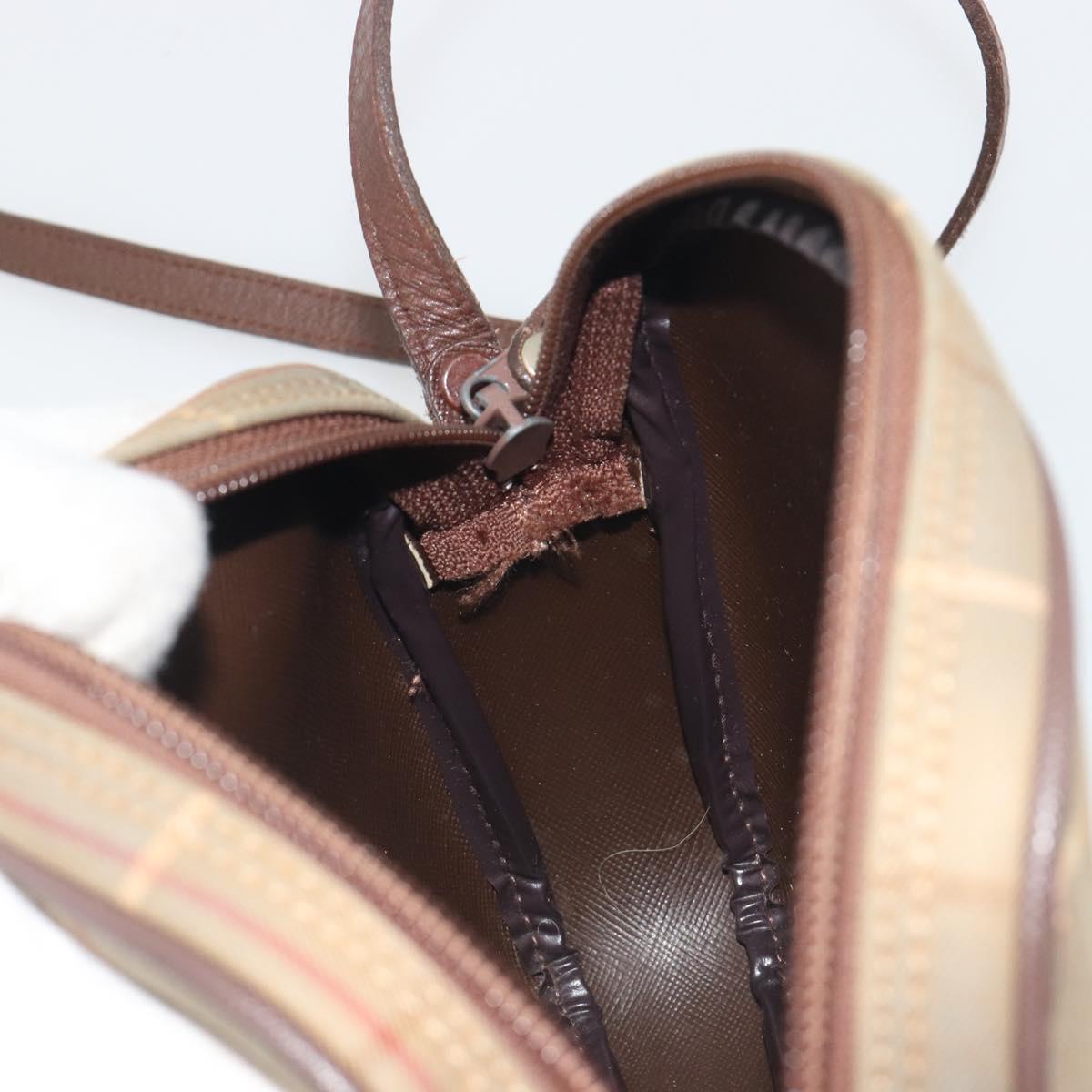 Burberrys Nova Check Shoulder Bag Canvas Beige Gold Tone Auth BA14775