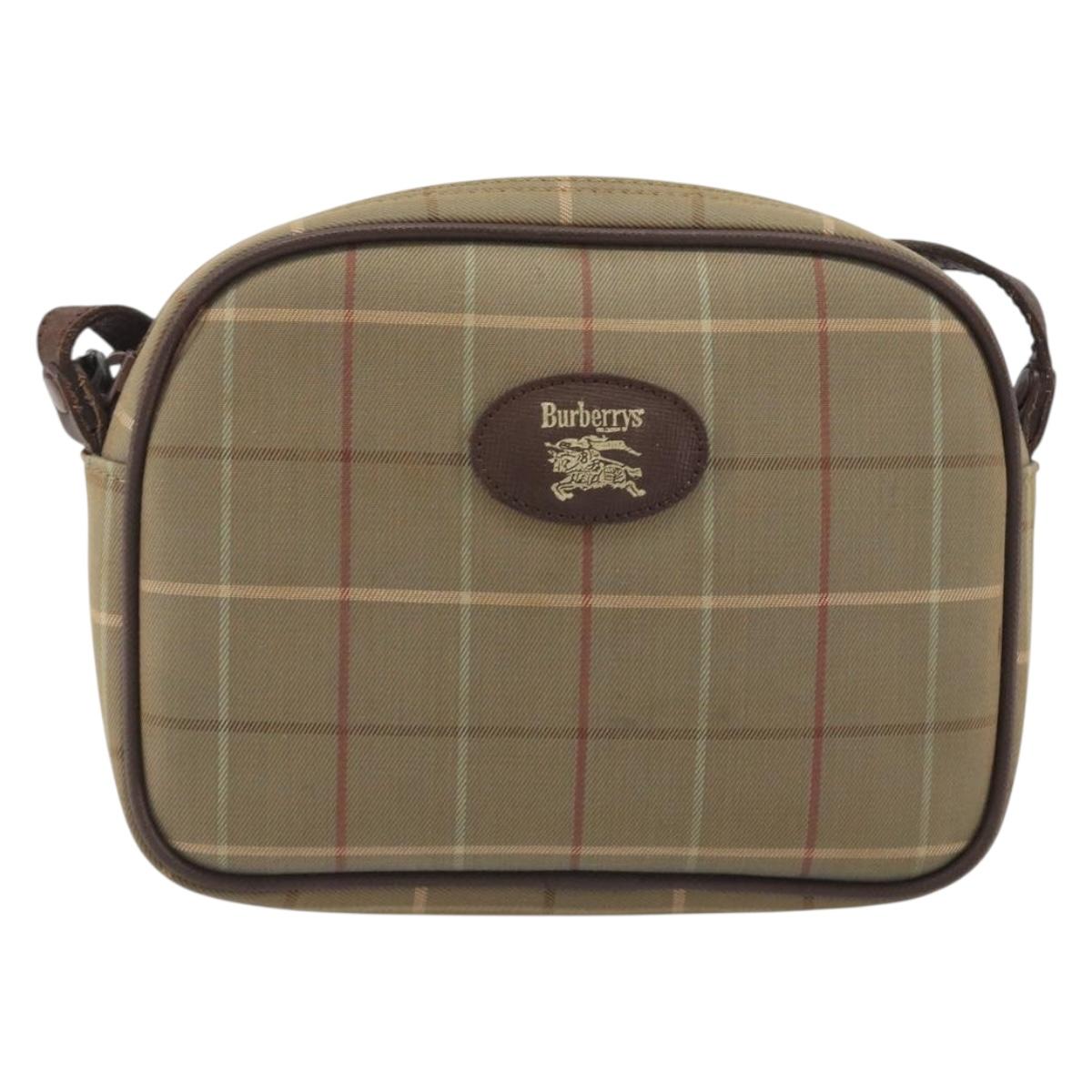 Burberrys Nova Check Shoulder Bag Canvas Beige Gold Tone Auth BA14775