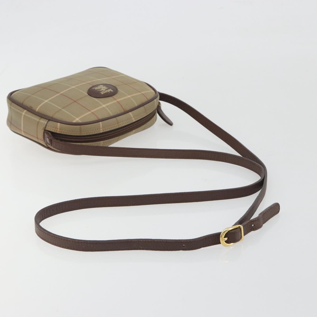 Burberrys Nova Check Shoulder Bag Canvas Beige Gold Tone Auth BA14775