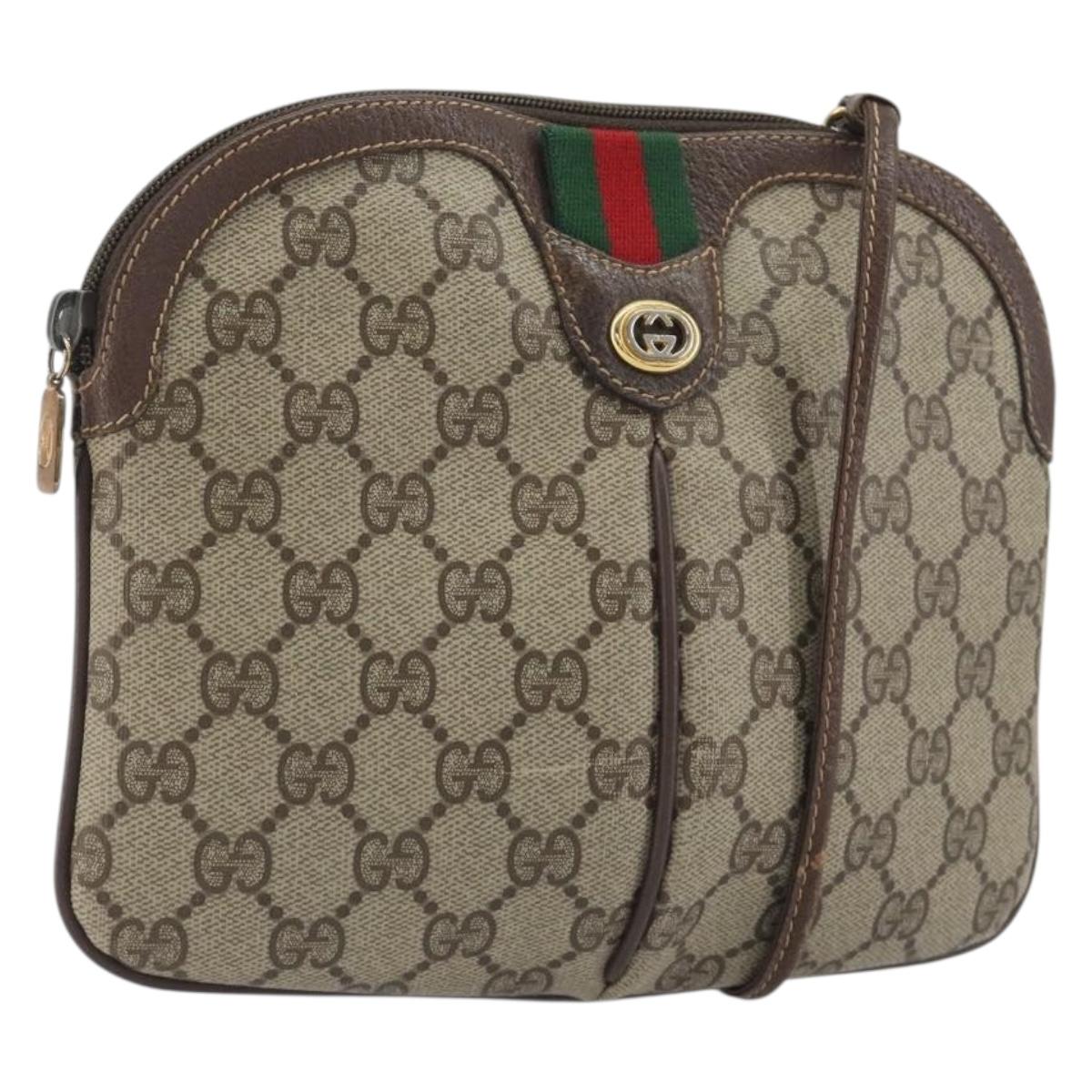GUCCI GG Supreme Web Sherry Line Shoulder Bag PVC Beige 904 02 047 Auth BA14776