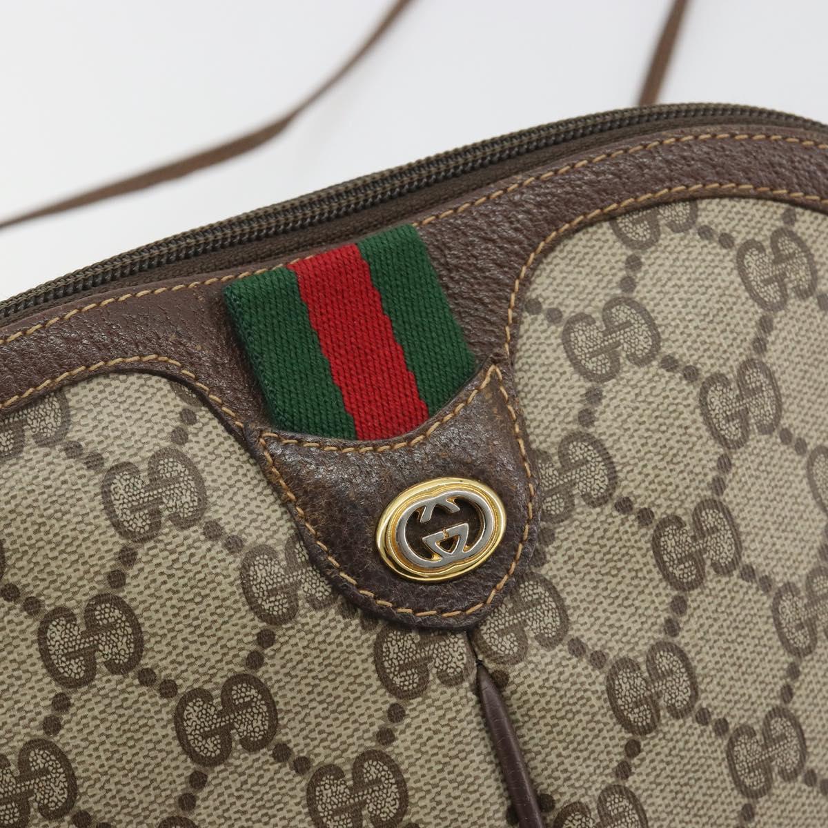 GUCCI GG Supreme Web Sherry Line Shoulder Bag PVC Beige 904 02 047 Auth BA14776