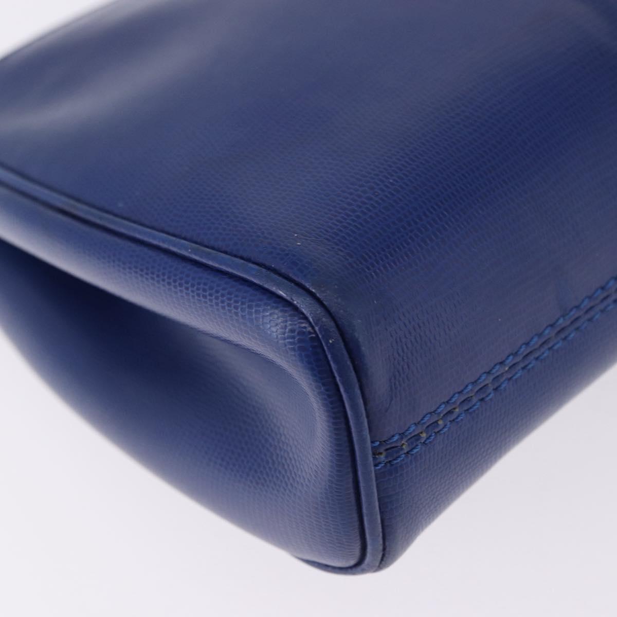 CELINE Circle Shoulder Bag Leather Blue Gold Tone Auth BA14777